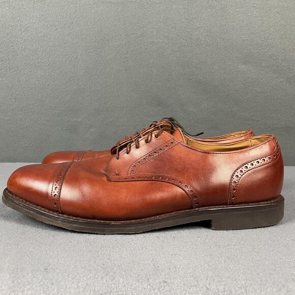 Allen Edmonds Shoes Men Size 13 B Brown Leather Cap Toe Brogue Derby Vibram main image 10